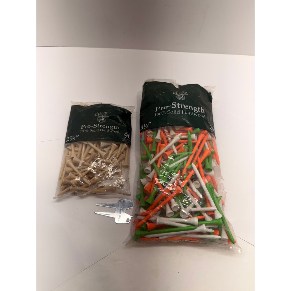 Club Champ Pro-Strength Wood Golf Tees 270 CNT 2-1/8 3-1/4 Multi Natural Bundle
